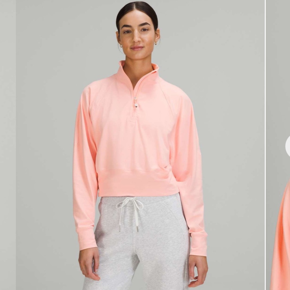 ** SOLD** EUC Lululemon Ready to Rulu Half-Zip Pullover. Color Dew Pink. Size 10